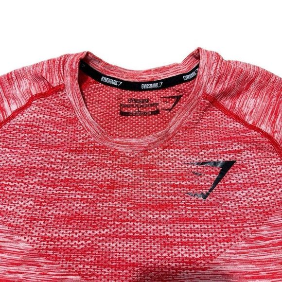 Gymshark, red and white short T-shirt size L   A517 - Picture 2 of 5